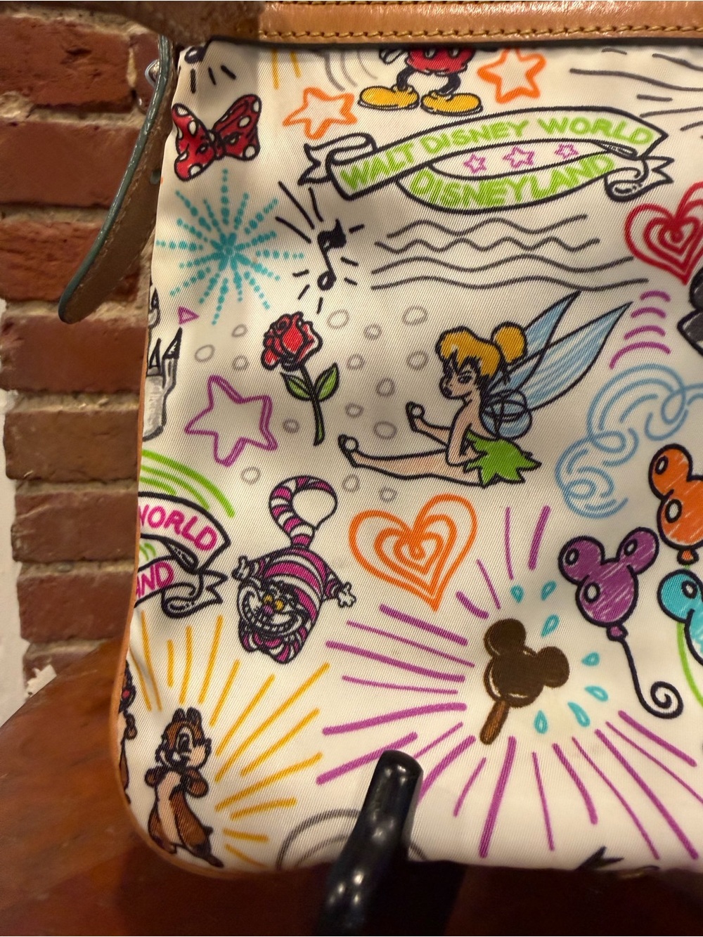 Disney Dooney Bourke Sketch Crossbody Bag Heart Charm Mickey Castle Nylon Purse - Picture 10 of 16